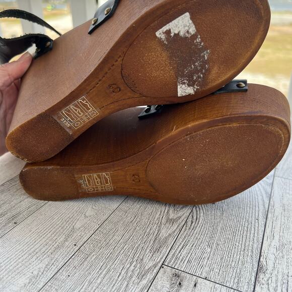 Morgan De Toi Platform Wedge Sandals Size 40/ US 10 Leather Nail Head - Picture 8 of 10